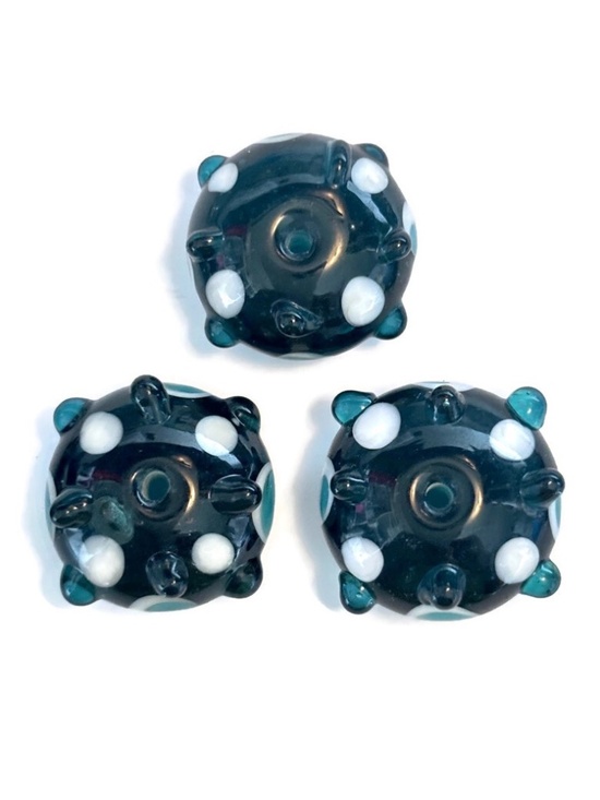 Silver Dawn Jewels Other - As Low As $2 Transparent Teal Handmade Lampwork Artisan Rondelle Beads 3pcs